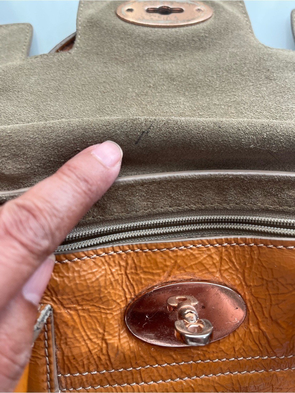 MULBERRY GOLDEN MUSTARD WRINKLED PAYENT LEATHER SMALL BAYSWATER SATCHEL - Picture 5 of 16